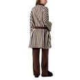 thumbnail image 6 of Roncen Fuzzy Fleece Robe Striped Plush Kimono Warm Thick Fluffy Oversized V Neck Bathrobe, 6 of 7
