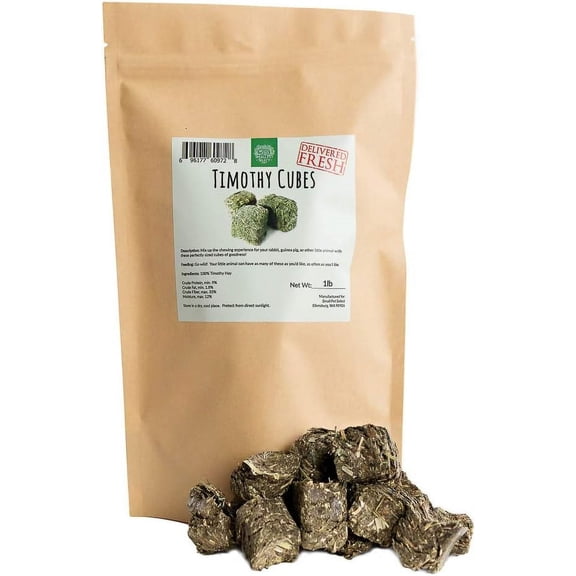Small Pet Select - Straight Timothy Hay Cubes - 100% All Natural Timothy Hay, Not Blended - Delivered Fresh, Guarantee, (1 lb)