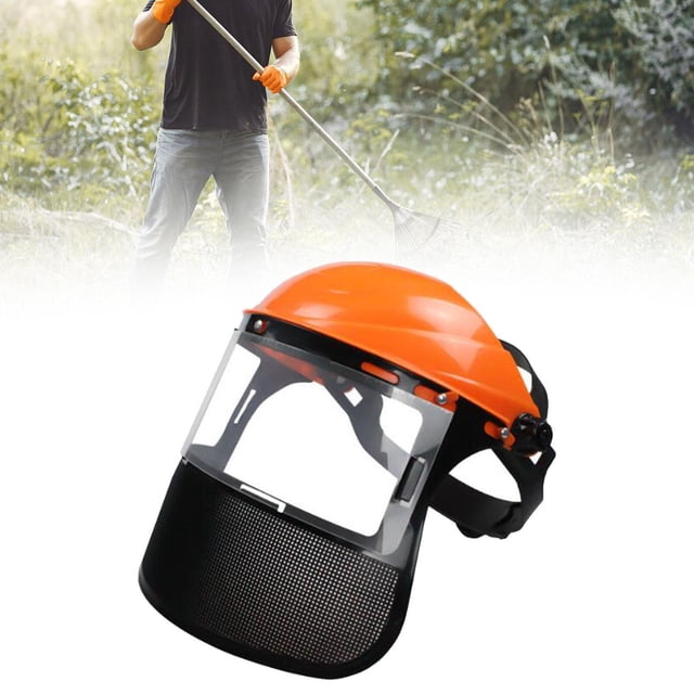 Protección facial, protección contra salpicaduras, protección facial profesional, equipo de protección para trabajos de corte en paisajismo, tala de árboles y desbroce Naranja