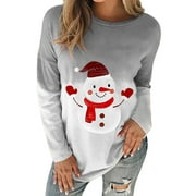 Dimtso Christmas Snowman Printed Women'S T-Shirt Grey S