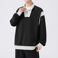 thumbnail image 1 of Blusa y camisa de manga larga con cuello alto para hombre, estilo casual, con bloques de color y bolsillo con cremallera, blusa de manga larga con cuello alto, blusa de poliéster para hombre, 1 of 9