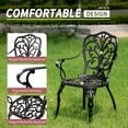 thumbnail image 3 of PATIO-IN 3 Piece Bistro Set Cast Aluminum Bistro Table and Chairs Set of 2 with Umbrella Hole,Patio Furniture Sets for Front Porch,Garden, 3 of 7