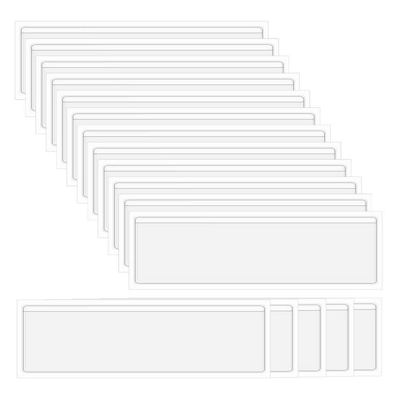 Uxcell 50Pcs 4.3x1.2" Self-Adhesive Label Holders with Top Open for Loading, Clear