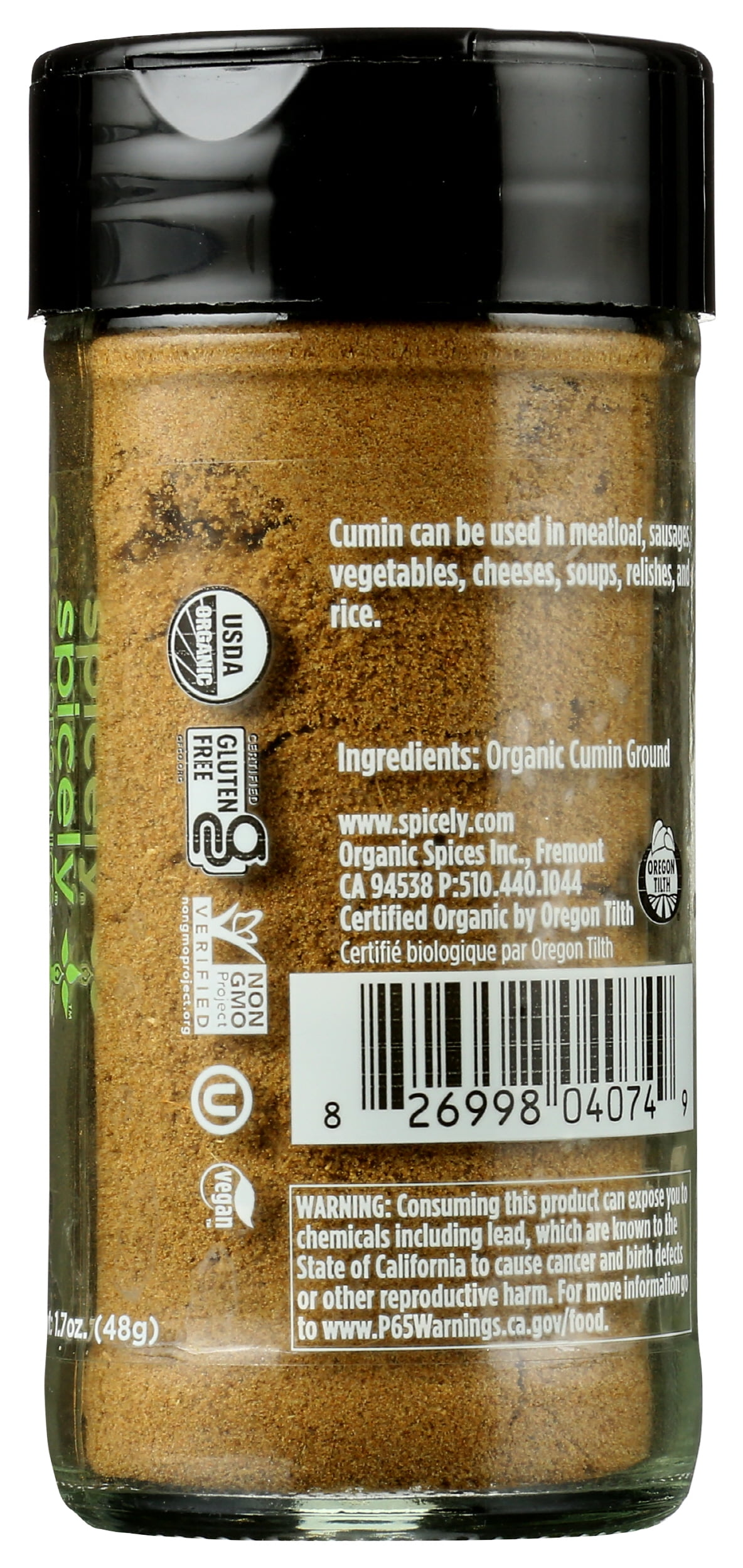(Pack of 3), Spicely Organics Organic Cumin Ground, 1.7 oz