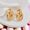 thumbnail image 5 of Gifts for women-Gold Geometric Drop Dangle Earrings Long Link Jewelry for Women, 5 of 5