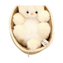 Gallickan Sleeping Cat in Pet Basket Doll Toy, Mini Kitten in Basket Home Decor for Office Desk Hand Toy Gift for Kids Boys Girls-8.3 inch, Beige