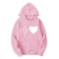 thumbnail image 3 of VBTAPA Sweatsuits for Women Set 2 Piece Jogging Outfit Fashion Heartbeat Print Hoodie Sweatshirt Jogger Sweatpants Casual Tracksuit Y2K Streetwear Pink XL, 3 of 5