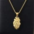 thumbnail image 2 of HIJONES Men Women's Beating Heart Pendant Necklace Stainless Steel Vintage Hip Hop Punk Chain Jewelry Gold, 2 of 5