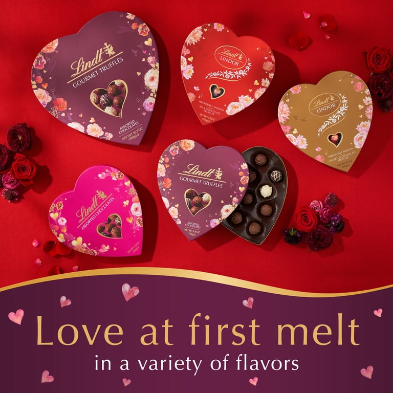 Lindt Valentine's Heart-Shaped Box, Milk, Dark, Caramel Chocolate