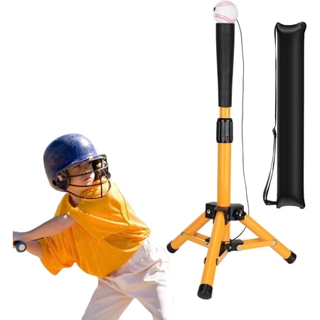 Adoreal Baseball Tee for Kids, Baseball Tee Baseball Batting Tee for Kids Softball & Baseball Practice Tee Easy Adjustable Height Portable Hitting Tee with Carry Bag(with ball)