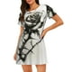 thumbnail image 1 of Fotbe Black And White Rose Bata de Dormir para Mujer con Estampado, Camisón de Algodón de Manga Corta, Ropa de Dormir Casual, 1 of 6