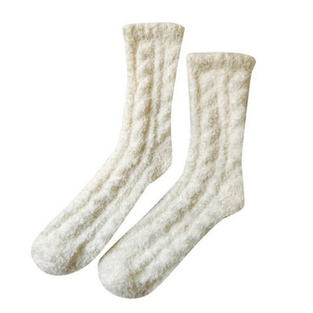 LARUYEKO Solid Color Socks Women s Mid Tube Socks Half Side Velvet Socks Coral Velvet Thickened Warm Sleep Waist High Tights Christmas Stocking Pack Garter Lingerie for Women Tops Stockings for Women