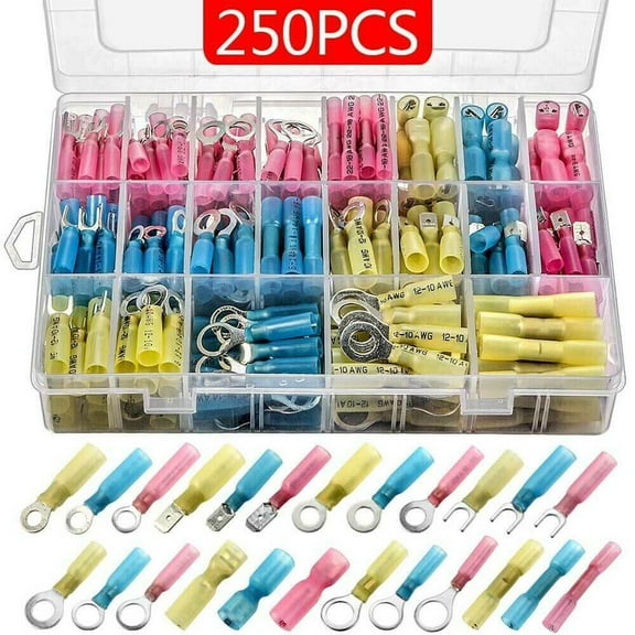 250pcs Heat Shrink Wire Connectors Electrical Crimp Marine Automotive Terminals