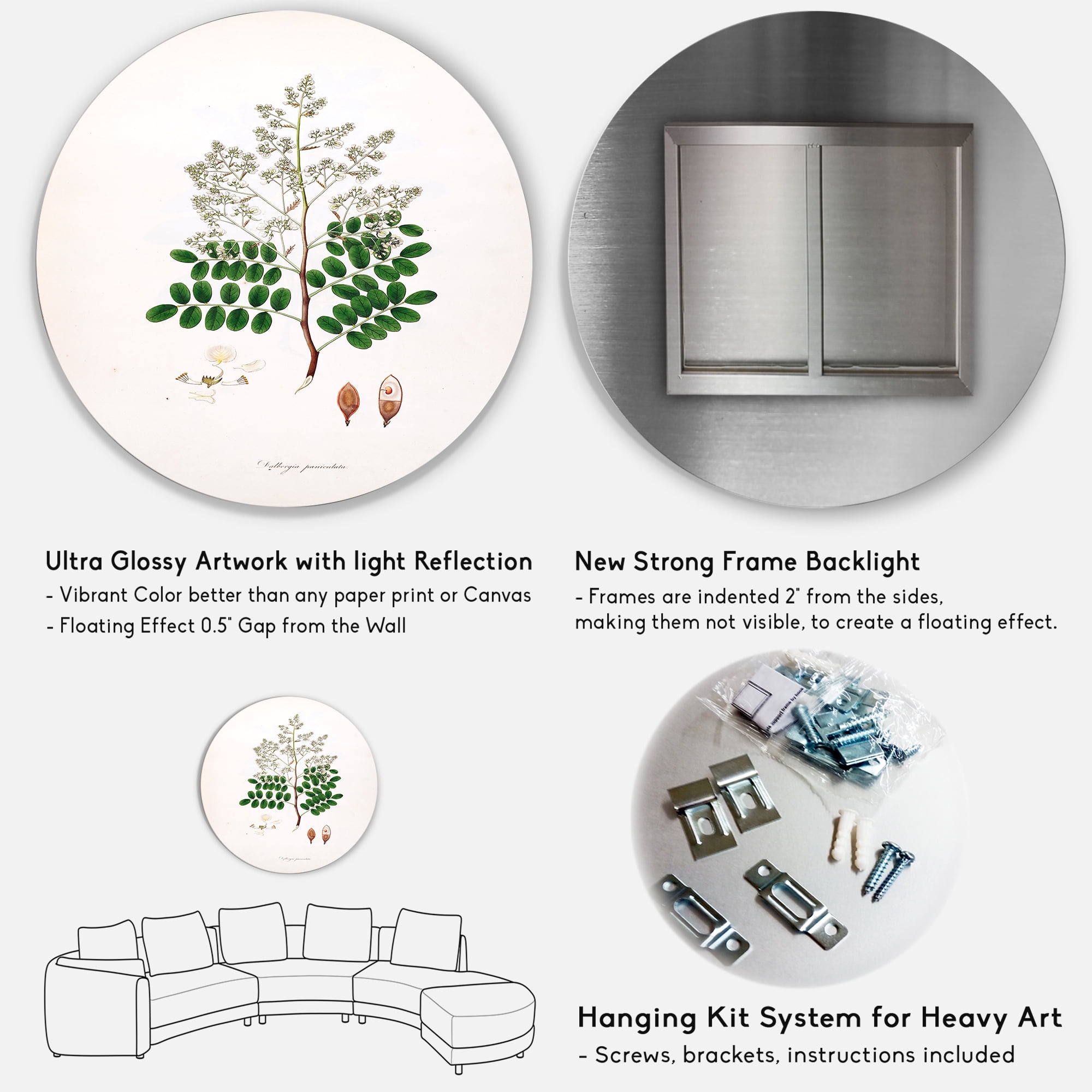 Designart 'Ancient Botanicals XII' Farmhouse Circle Metal Wall Art 11x11 - Disc of 11