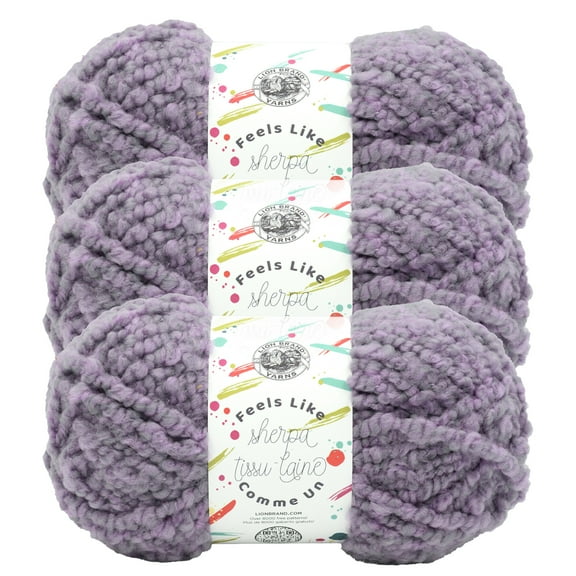 Lion Brand Yarn Feels Like Sherpa Lavender Mist Bulky Acrylic, Polyester Yarn 3 Pack