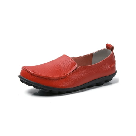 

Eloshman Flats Shoes Women Wide Width Loafers Slip On Casual Shoes for Ladies Red US 6