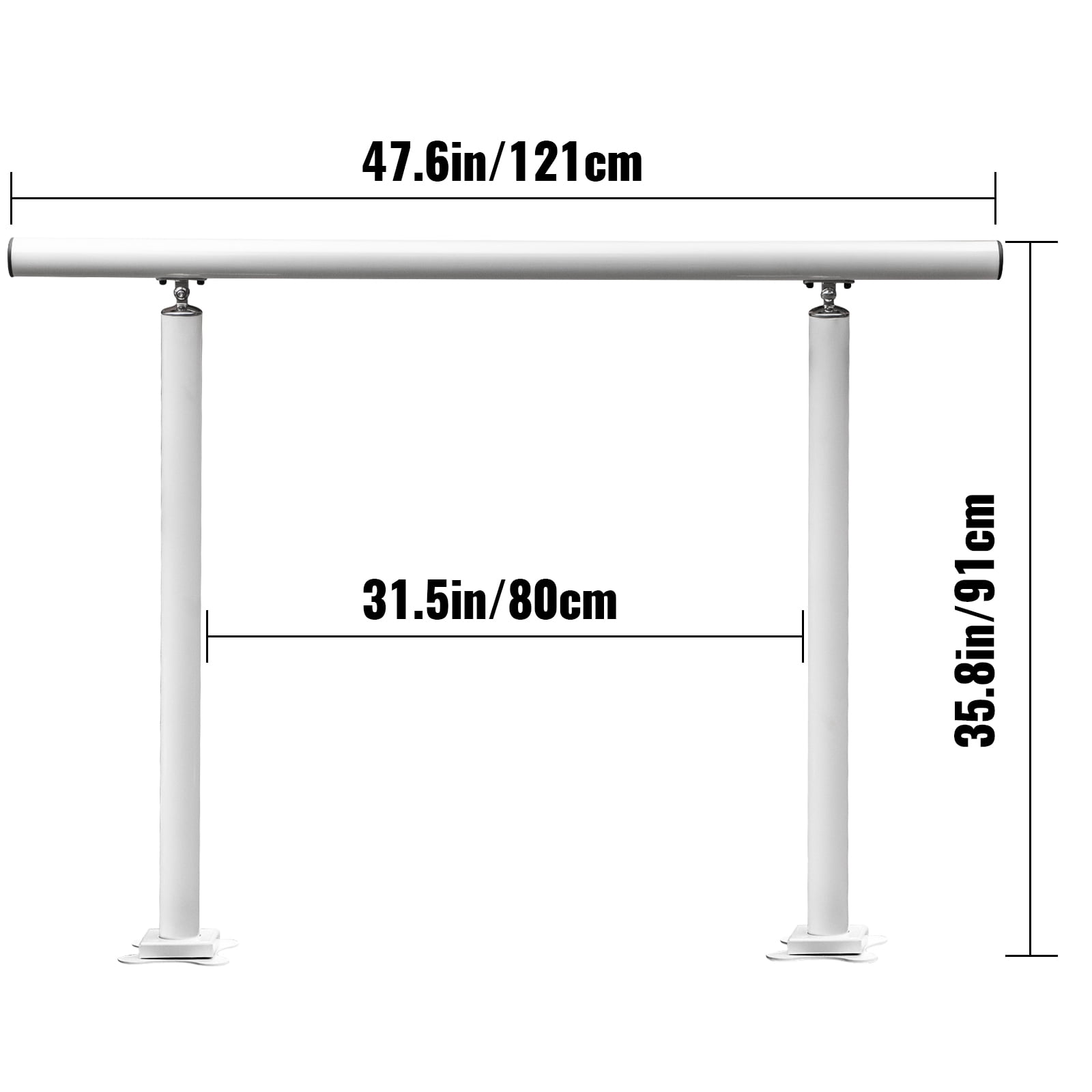 BENTISM 2-3 Steps Handrail, 4 FT Flexible Outdoor Deck Hand Rail, Stair Railing Kit White Aluminum Handrail