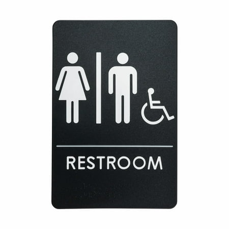 Unisex Restroom Sign for Handicap Accessible Restroom, ADA-Compliant Bathroom Door Sign for Offices, Businesses, and Restaurants - | Made in USA | London Health Products (Black) (Aa Gill Best London Restaurants)