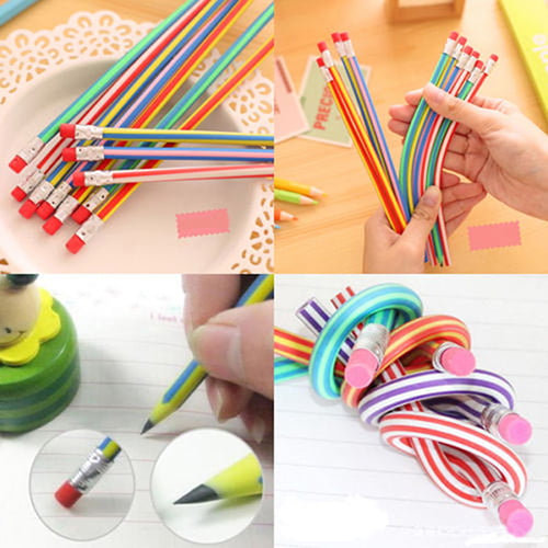 Details about   40 x Soft Flexible Bendy Pencils Smile Erasers Magic Bend Kids Children School 
