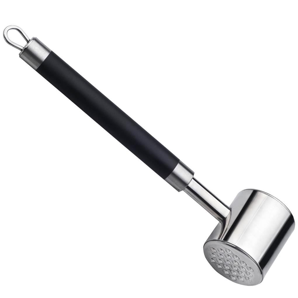 Stainless Steel Meat Tenderizer Hammer - Heavy Duty Meat Mallet For Steak, Chicken, Nuts, Garlic, Kitchen Tool (Silver)