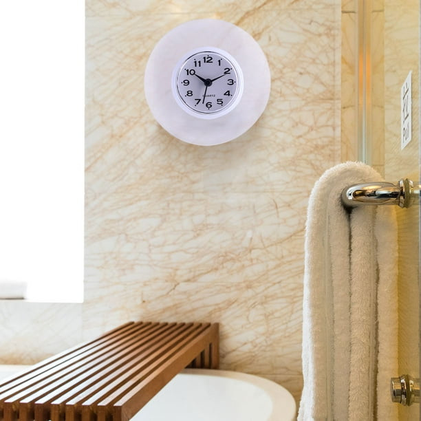 Herwey Horloge à quartz, horloge étanche, mini horloge murale de salle de  bains cuisine mignonne miroir d'aspiration douche horloge à quartz étanche  décoration 