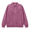 thumbnail image 2 of Puntoco Men’s Vintage Mineral Washed Long Sleeve Polo Shirt, Loose Fit Retro Collared Casual Pullover Top Pink XXXL(XXXL), 2 of 5