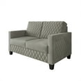 thumbnail image 2 of Castle Place Modern Luxe Velevet Diamond Tufted Upholstered Loveseat, Grey, 2 of 8