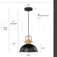 thumbnail image 6 of Emliviar 10.2 Inch 1-Light Farmhouse Pendant Light, Modern Pendant Lighting for Kitchen Island, Hammered Metal Dome Shade in Black Finish, GE269MIL BK+WD, 6 of 6