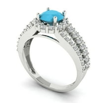 1.76ct round cut turquoise 18k white gold halo Bridal Wedding Engagement Promise Anniversary Ring for Women size 5.25
