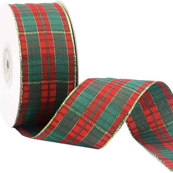 Xiao Hua Cinta navideña, 1 rollo de cinta verde + roja - 4 cm × 23 m. Cinta a cuadros, cinta decorativa y cinta de regalo para envolver regalos, cinta navideña perfecta para la decoración navideña.