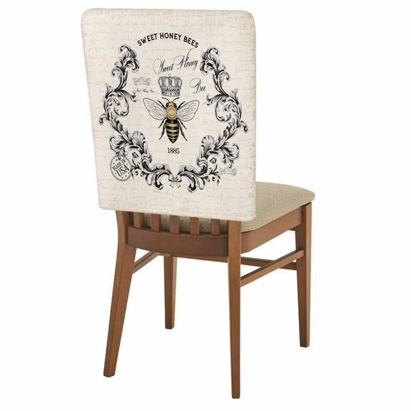 SWEET HONEY BEES Chair Back Covers Set of 4, Bees Farmhouse Retro Texture Stretch Dining Chair Back Slipcovers Removable Seat Cover for Kitchen Restaurant Hotel Cafe