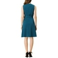 thumbnail image 3 of Allegra K Women's Solid Sleeveless V Neck Summer Midi Button Front Tie Waist Midi Dress, 3 of 6