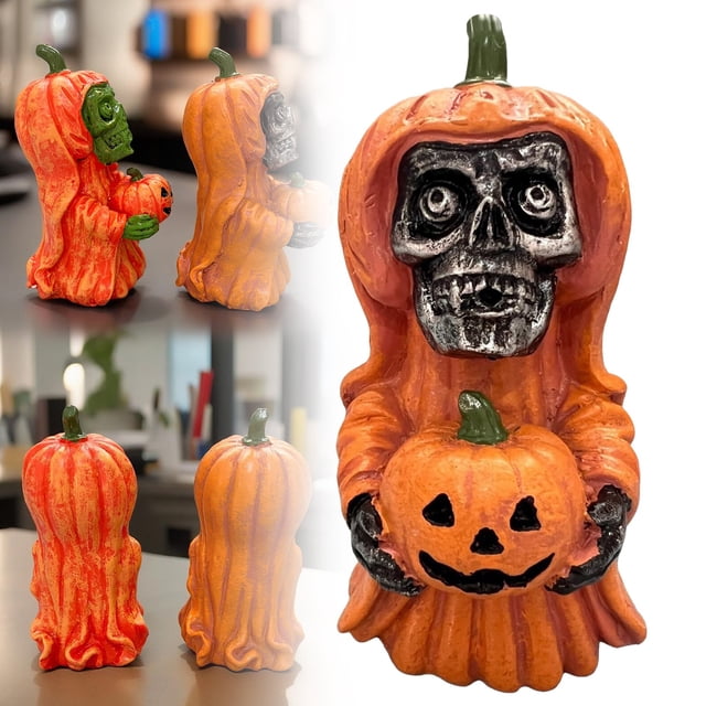 HUASHENG Halloween Pumpkin Skeleton Decor Halloween Indoor Decorations For Tabletop Desk Home Halloween Decoration Fun