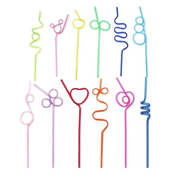 ACDANC 12Pcs Disposable Crazy Silly Straws for Party | Colorful Twisted Curly Plastic Funny Drink Decorations for Birthday Wedding Valentine' Day Crazy Straws For