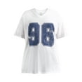 thumbnail image 5 of No Boundaries Oversized V Neck Graphic Tee with Short Sleeves, Women's, 5 of 5