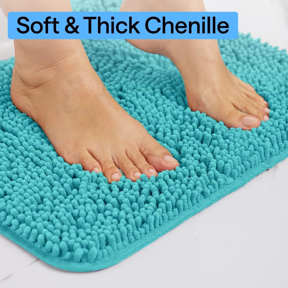 Bath Rug Mat, Thick Soft Absorbent Chenille, Quick Dry Microfiber Mats, Rubber Backing Washable Shower Floor Rugs, US Designed Bathroom Halloween Home Decor Accessories