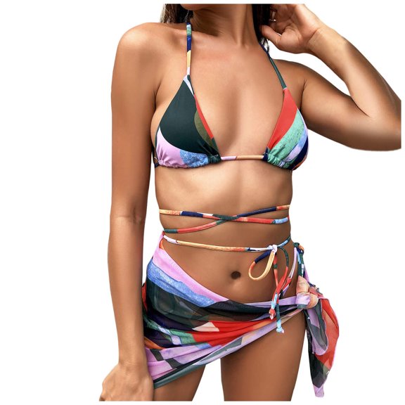 KaLI_store Plus Size Swimsuit for Women Ruffle One Shoulder Swimsuits for Women Cute High Waisted Two Piece Bathing Suits Pink,L