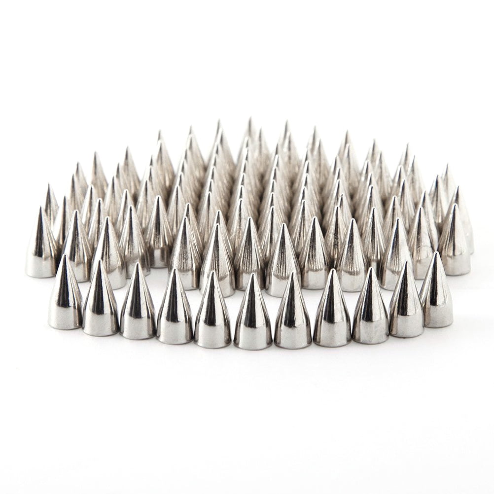 100Pc Metal Cone Spikes Rivets Screw back Studs for DIY Leather Jacket Shoes Bag 