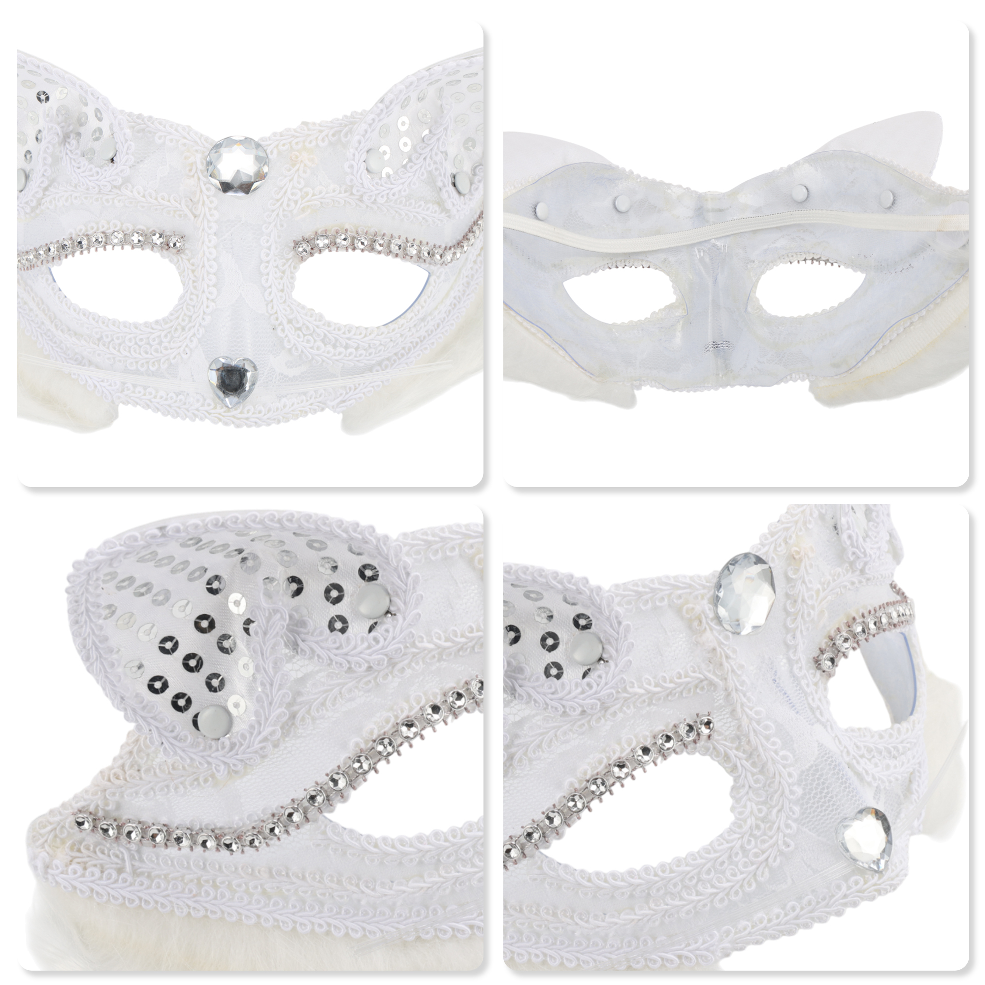 Unique Bargains 1 Pack Cat Party Mask for Themed Events White