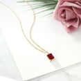 thumbnail image 5 of Gem Stone King 18K Yellow Gold Plated Silver Red Created Ruby Pendant Necklace for Women | 2.83 Cttw | Gemstone July Birthstone | Emerald Cut 9X7MM | With 18 inch Silver Chain, 5 of 5
