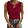 thumbnail image 2 of Ladybranch Camisole Tops for Women Casual Scoop Neck Tank Tops Cut Out Sleeveless Ribbed Knit Slim Fitted Tank Tops（Small，Red）, 2 of 4