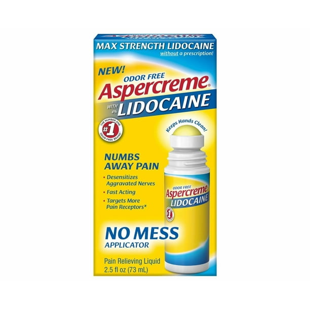 Aspercreme Numbs Away Pain Max Strength Lidocaine, Odor Free, 2.5oz, 6