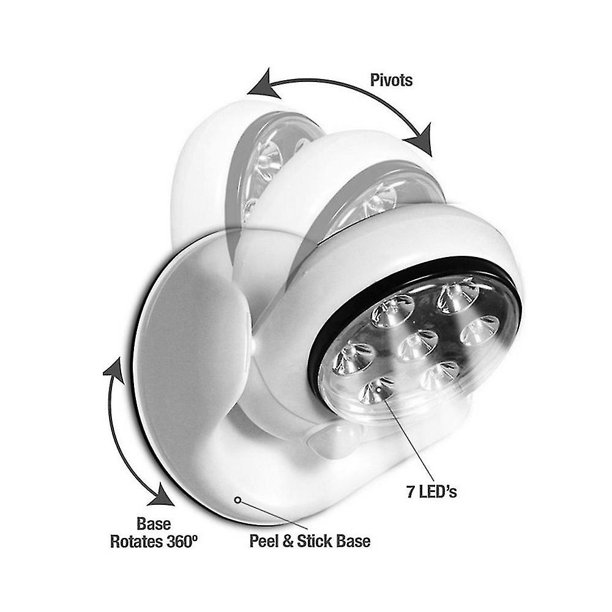 Lámpara de luz con Sensor activado por movimiento inalámbrico, 6v, 7 Leds, rotación de 360 ??grados, lámparas de pared, luces blancas para porche, interior y exterior L LingWen 8390606968111