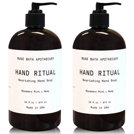 Muse Apothecary Hand Ritual Luxury Aromatherapy Liquid Hand Soap, Rosemary Mint & Hemp, 16 Oz 2-Pack
