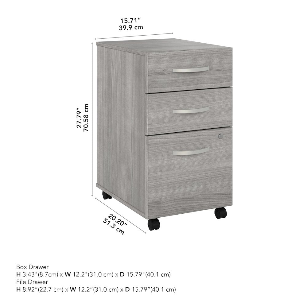 Studio C 3 Drawer Mobile File Cabinet in Platinum Gray - Engineered Wood