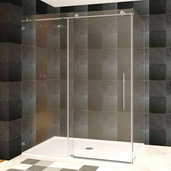 LessCare  48 or 60 x 76 x 34.5-inch Frameless Chrome/ Brushed Nickel Finish Clear Glass Shower Enclosures
