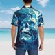 thumbnail image 4 of Fotbe Abstract Blue Skull Camisa Hawaiana para Hombre Unisex – Camisa Casual de Verano con Botones de Manga Corta de Algodón y Lino,Medium, 4 of 7