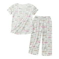 thumbnail image 1 of Wijhcboe 2025 Women Cotton Pajamas Set Snowflake Pajamas Women Short Sleeve Top Capri Cow Print Pajamas Women Pants Sleepwear Plus Pajamas Women Two Piece Womens Plaid Pajama Pant Womens Plush Pajama, 1 of 9