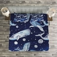 thumbnail image 3 of Ambesonne Outer Space Quilted Bedspread Set 3 Pcs, Whale Planet Cosmos, Queen Size, Navy Purple Grey, 3 of 3