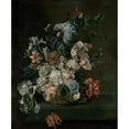 thumbnail image 2 of Cornelia van der Mijn 20x23 Black Ornate Framed Double Matted Museum Art Print Titled: Still Life with Flowers (1762), 2 of 5